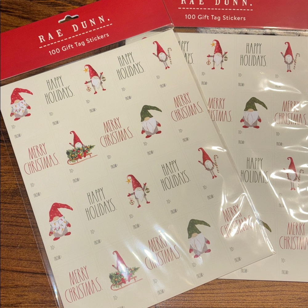 Gift Tag Stickers for Christmas Holiday Rae Dunn 2 Packs of 100 Labels